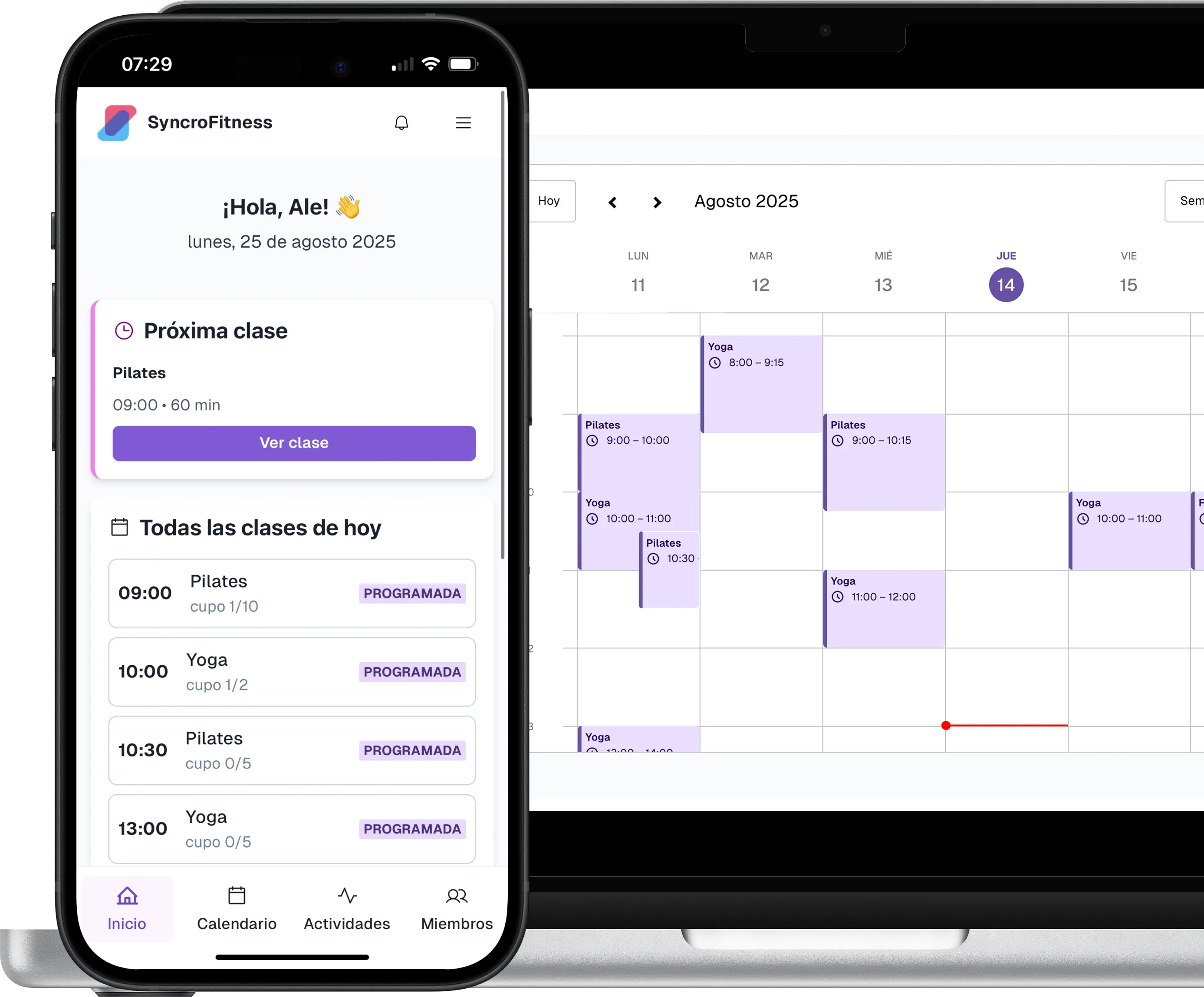 App de gestión de Pilates